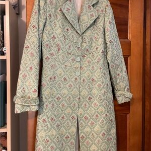 Dalia Light Green Patterned Pea Coat